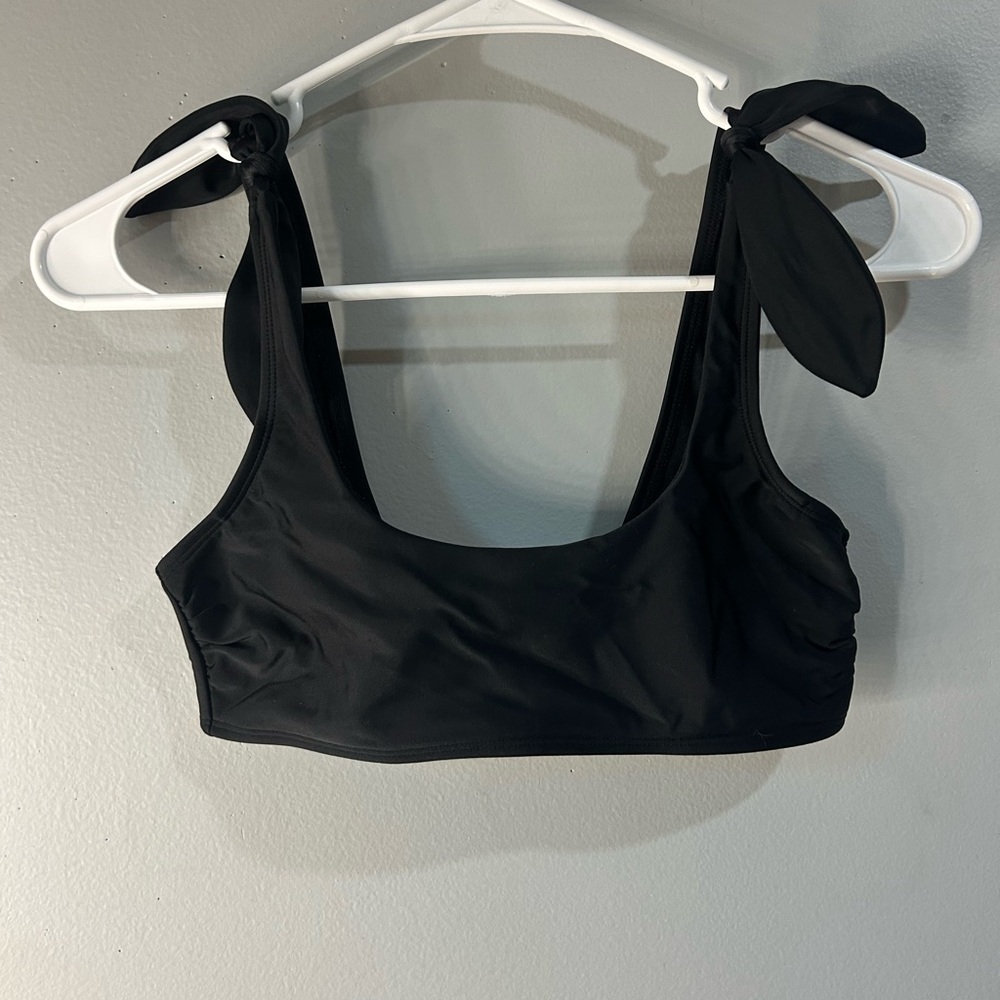 Xhilaration Black Swim Top with Tie Straps